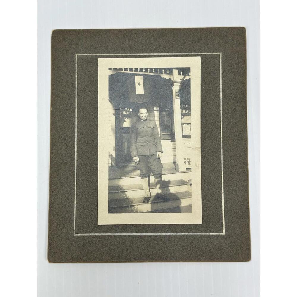 Antique WW1 1914-18 Portrait US Military Blue‎ Star Banner Ambulance Driver